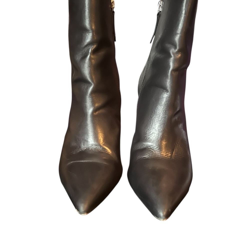 SCHUTZ Mikki Black Leather Ankle Heeled Bootie SZ 9.5 - Picture 4 of 6